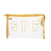 Hmxpls Clear Preppy Patch Makeup Bag, SPF Chenille Letter Bag