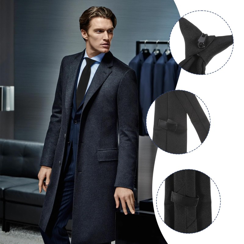 wlertcop Black Tie for Men, Ties Solid Uniform Pre-tied Adjustable