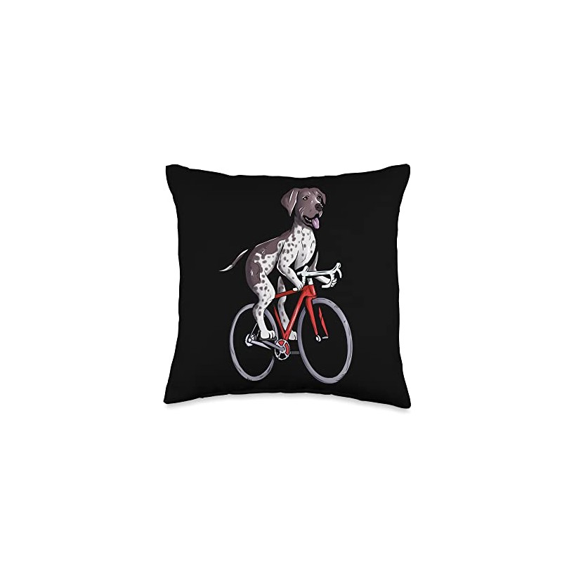 German Shorthaired Pointer Riding Bicycle Throw Pillow