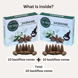 TRUMIRI Jasmine Backflow Incense Cones - 20 Cones, Pack of 2