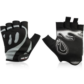 Wilhelm Sell® Non-Slip Sports Gloves for Fitness Training and Cycling Tours, Half Finger Gloves for Cycling and Bike, Men and Women, Unisex (1 Pair-Size L Black/Grey Flame)