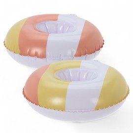 MIJOMA Aufblasbare Getränkehalter 4er Set – Schwimmende Becherhalter im Schwimmreifen-Design – Für Pool, Strand, Badewanne & Garten – Ø 22 cm – Sommer Party Zubehör