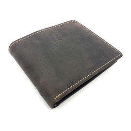 Rustic Vintage Purse Natural Full Cowhide Leather Wallet with RFID Protection Jockey Club Toro Dark Brown, brown, coin purse