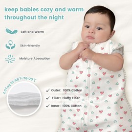 LILBESTIE Baby Sleeping Bag 2.5 Tog - Winter Sleeping Bag Baby 12-24 Months 100% Cotton Quilted Sleep Sack for Newbron, Soft Warm Toddler Sleep Bag