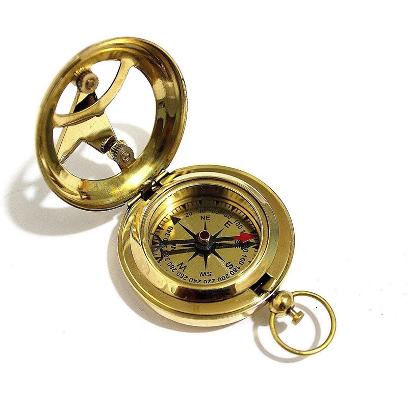 Nautical Replica Hub Brass Handheld Navigation Compass, Full Brass, 5cm
