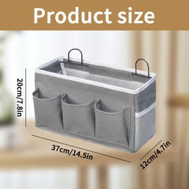 Eidoct Canvas Wall Hanging Organizer Bag with Hook, 3-pockets Waterproof Storage Bag, Door Hanging Storage Baskets with Side Mesh Pockets, for Kitchen Bedroom Office Bathroom School Dorm Hospital (1)