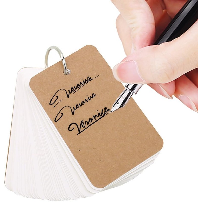 6 Pack Blank Flash Cards,300 Study Cards with Binder Ring