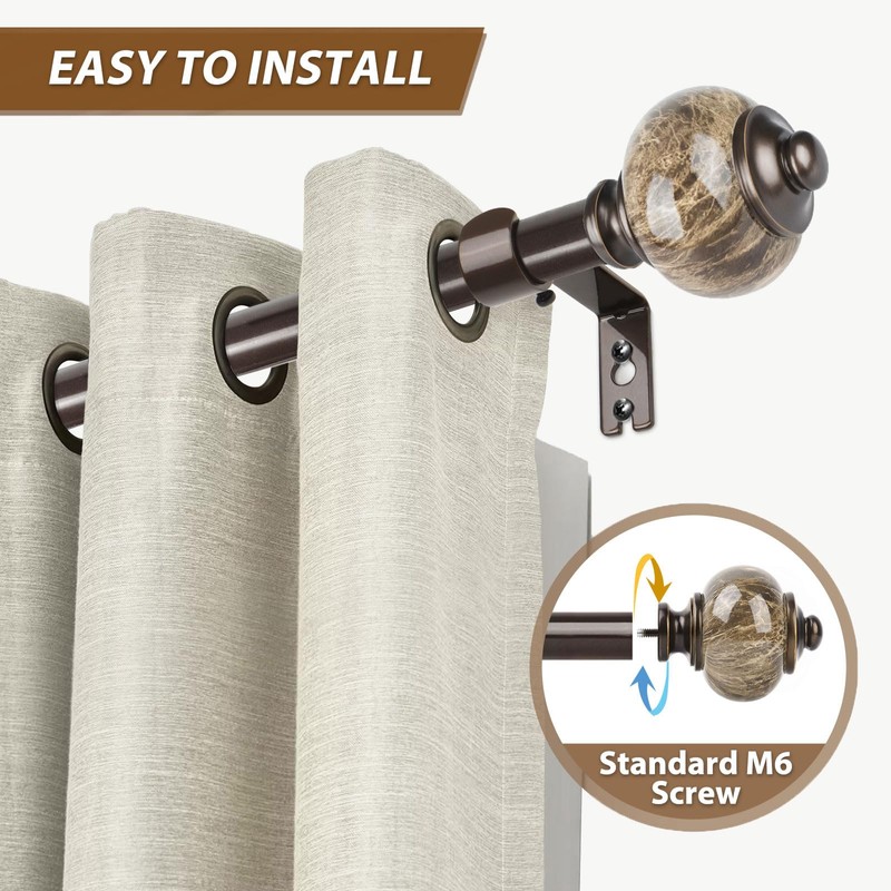 KAMANINA 1 Inch Curtain Rods for Windows 48 to 84