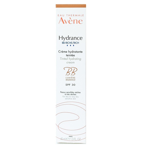 Avene Hydrance BB cream 4 en 1 enriquecida FPS 30, antiedad piel seca.