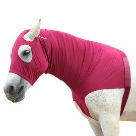 Gallopoff Stretch Horse Slinky Hood Spandex Mane Stay Hoods with Zipper WineRed XX-Large