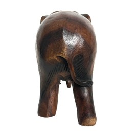 Crafty Artisan Hand carved wooden elephants ornaments for the home (medium 6 inches)