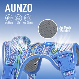 AUNZO No Pull Dog Harness for Small Dog Breeds, Anti-Escape Easy Walking Reflective Adjustable Lightweight Dog Vest with Breathable Oxford Material, Easy on Easy Off with Neck Buckle,Blue Ethnic XS