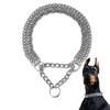 Dog Chain Collar, Heavy Duty Silver Triple Row Martingale Chain
