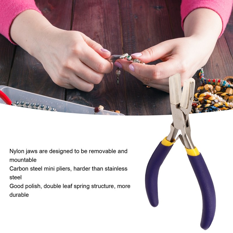 Flat Nose Pliers Blue Handle Double Spring Structure Carbon Steel