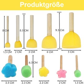 Sponge Dab Brush Set, 20 Pieces Sponge Brush Foam Dabbing Brush Flowers and Round Sponge Brush for DIY Painting Craft Ceramic Tools 5 Colours