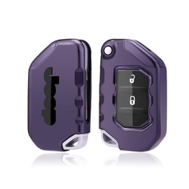 ontto Car Key Case Compatible with Jeep Wrangler 2018 2019 2020 2021 Remote Control Cover TPU Key Case Key Case Key Protection Case 2 3 4 Buttons Purple Black