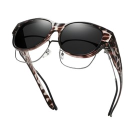 JOMA-E Shop Polarized Sunglasses Fit Over Glasses for Women Oversized Wrap Around Sunglasses Trendy Frame UV Protection Lightweight for Daily Wear & Driving (Grey Tortoise Frame Grey Lens)