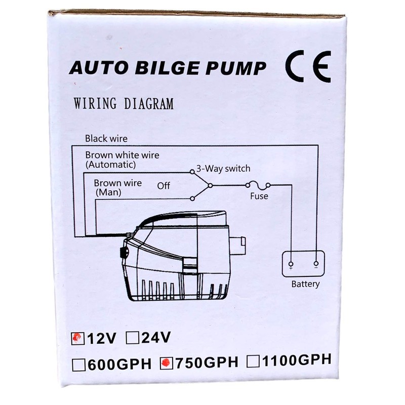 OASIS MARINE Automatic Bilge Pump for Boats 750 GPH (3/4"