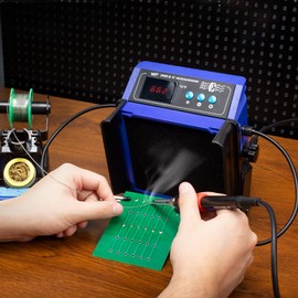 WEP 948DQ-III Fume Extractor Double Filtering with 110W Soldering Iron Station 2-in-1 Solder Smoke Absorber, with PID Control, ℉/℃, Sleep Mode, Tip Cleaner, 3 Soldering Tips, 35g Solder