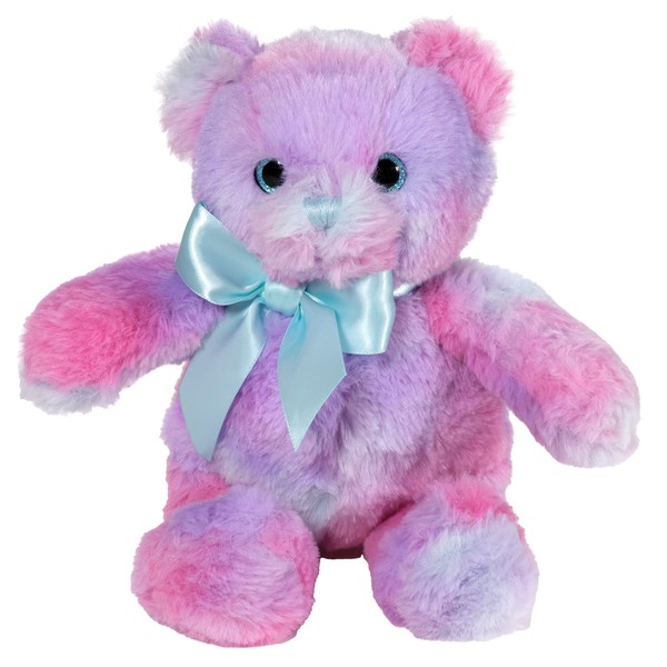 Bearington Rainbow Teddy Bear: Lil Gem Bear, Handsewn 12” Plush Animal in Rainbow Pink, Blue and Purple, Made with Ultra-Soft Fur and Premium Fill, Machine Washable, Great Gift for Kids of All Ages