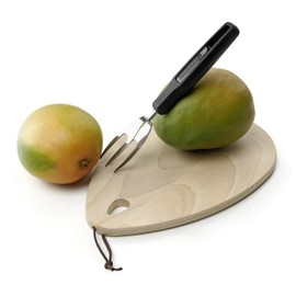 Fackelmann Mango Fork 21 cm, High-Quality Kitchen Aid with Functional Part Made of Spring Steel, Easy to Skewer and Hold the Mango, Clean Work Guaranteed (Colour: Black/Silver)