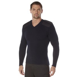 Rothco Acrylic V-Neck Sweater – Active-Duty Approved Warmth with Rugged Style – Navy Blue – L