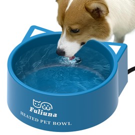 Alpcouts Heated Water Bowl for Outdoor Dog & Cat, Large Heated Dog Bowl Provides Drinkable Water in Winter, Outside Heated Pet Bowl with 78.7in Anti Chew Cord for Dog Cat Bird Chicken Duck,108 OZ/30W.