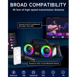 ZBQEJ Karaoke Machine, Portable Bluetooth Speaker with 2 Wireless Microphones,Karaoke Machine for Adults & Kids