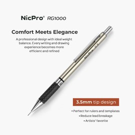 Nicpro 0.5 mm Art Mechanical Pencil Set in Storage Case, 3 PCS Metal Drafting Pencil Lead Pencil with 6 Tube HB Refills, 3 Erasers, 9 PCS Eraser Refills for Artist Writing, Drawing, Sketching