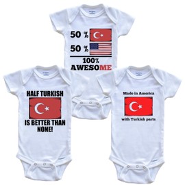 Turkish American Baby Bodysuit Bundle (3 Piece Set), 3-6 Months White