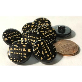 Unbranded 8 Vintage Glossy Black Paint Carved Natural Wood Shank Buttons 17mm 11/16" 11526