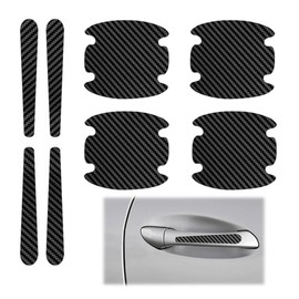 8pcs Car Door Handle Protectors, Universal Auto Car Door Handle Protective Sticker Carbon Fiber Film Waterproof Covers Decoration Strips for Scratch Collision Protection
