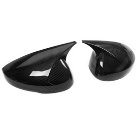 IKON MOTORSPORTS, Mirror Cover Compatible With 2022-2025 Honda Civic Sedan Hatchback Touring TR, Horns Style Carbon Fiber Print ABS Plastic Rear View Side Mirror Cover Cap Trim 2PCS