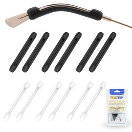 SMARTTOP Silicone Eyeglasses Temple Tips Sleeve Retainer, Anti-Slip Elastic Glasses Ear Grip Comfort Eyeglasses Retainers Behind The Ears for Reading Glasses Sunglasses(black&white)