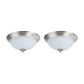 Aspen Creative 63018-12A LED Flush Mount Ceiling Light Fixture, Transitional Design in Satin Nickel Finish, Frosted Glass Diffuser, 13" Diameter, 2 Pack