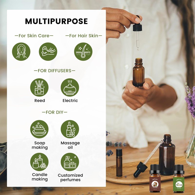yethious Vanilla Coconut Essential Oil Set Coconut Oil Organic Vanilla