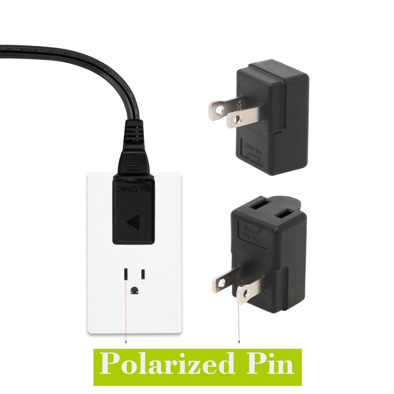 Right Angle Adapter,2-Prong 90 Degree Upward Angled AC Adapter, Polarized