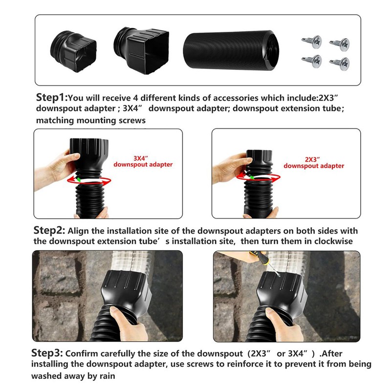 ZASLEME 2 Pack Rain Gutter Downspout Extensions Flexible,Downspout Extender Diverter