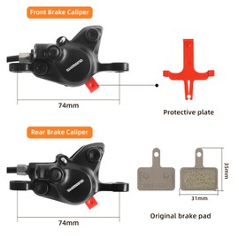 Zmgdrm MT200 Ebike Hydraulic Disc Brake Set, 2-PIN 2-Pistons Power-Off Electric Bike Brake Kit, Pre-Bled with Mineral Oil Brakes Kit Hydraulic Bike Brakes for eBike, Mountain Bike, Road Bike