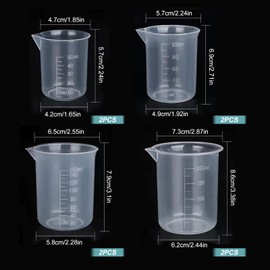 Small Measuring Jug 8 Pcs Plastic Small Measuring Cup Transparent Liquid Ml Measure Jugs for Pouring Lab Kitchen 200ml 150ml 100ml 50ml