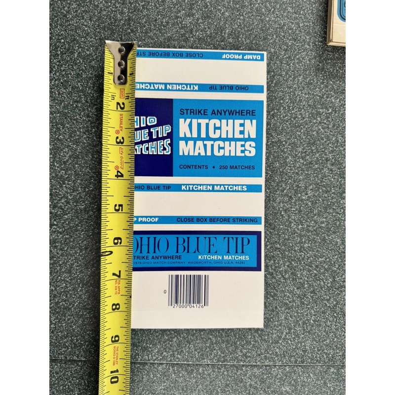 NOS 1979 Ohio Blue Tip Kitchen Matches Box w/o Striker