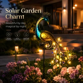 Solar Peacock Garden Light for Outdoor Decor – Auto On/Off LED Stake Lamp for Yard, Patio & Pathways