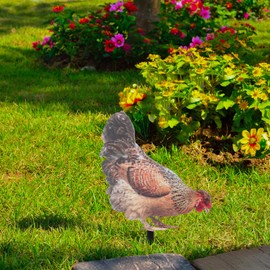 Yardwe 2Pcs Chicken Yard Sign Stakes Realistic Hen Decoration for Lawn and Garden Outdoor Poultry Art for Front Porch Decor Animal Garden Stakes