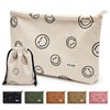 WLLWOO Makeup Bag-2pcs Smile Face Corduroy Cosmetic Bag Zipper Interior