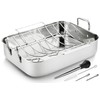 JY COOKMENT Roasting Pan with Baking Rack, 16.5 Inch Stainless