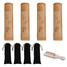 Haceolhada 4 Set Scattering Tubes for Human Ashes Biodegradable Urn for Human Ashes Small Cremation Urns for Human Ashes Bamboo Keepsake Urn for Human Pet Cat Dog Ashes with Black Velvet Bag Scoop