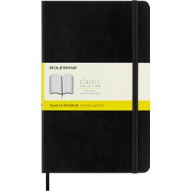 Moleskine Large A5 Soft-Cover Squared Notebook, Black