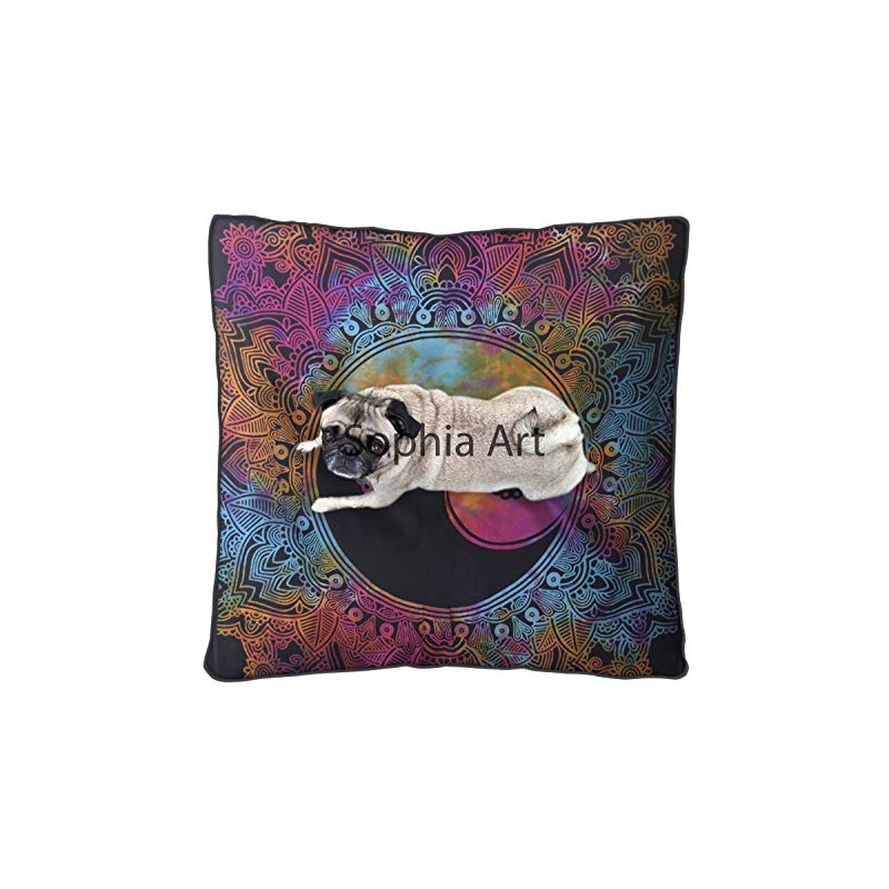 Sophia Art Indian Multi Elephant Mandala Floor Pillow Square Ottoman