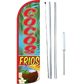 OnPoint Wares Cocos Frios King Flag Sign With Complete Hybrid Pole set