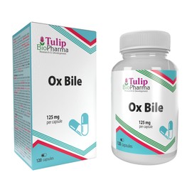 Ox Bile 125 mg 120 Capsules, 3rd Party Lab Tested, High-Strength Supplement, Gluten and GMO Free